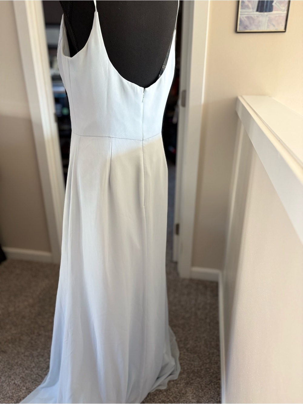 Hayley Paige Occasions NWT Powder Blue Spaghetti-Strap Maxi Bridesmaids Dress - Picture 9 of 14